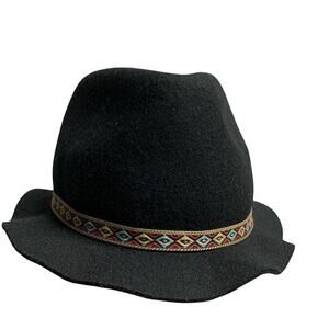 Volcom Buckaroo Fedora Class hat Black E5531501 Sun Hat Retro Sz Xs or S